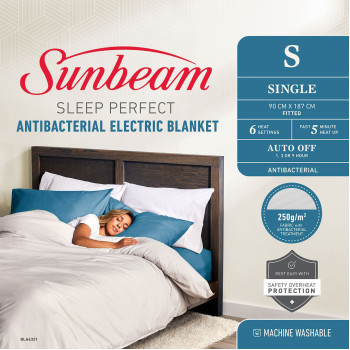 BLA6321 Sunbeam Sleep Perfect Antibacterial Electric Blanket - Single